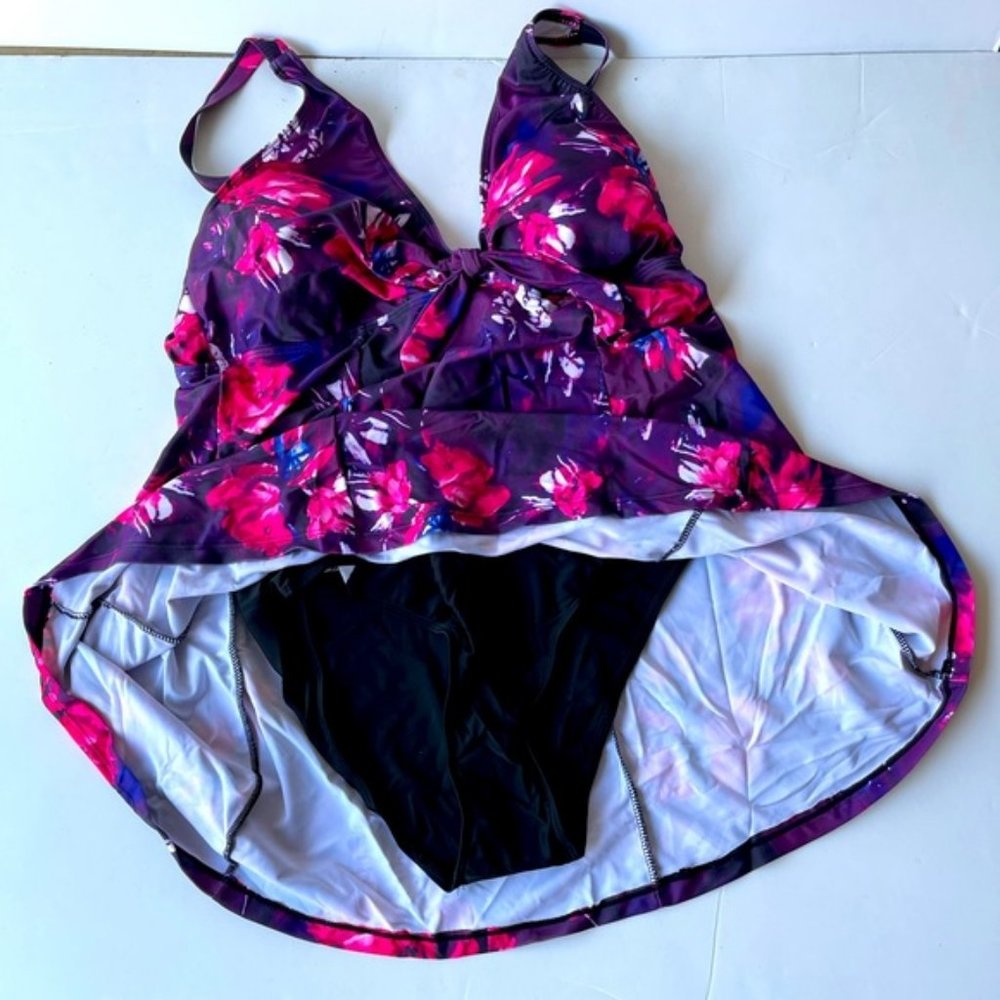 Women's Plus Size One Piece Swimsuit Tankini Swimwear Swim Dress, Sz 18-20 - Picture 6 of 8